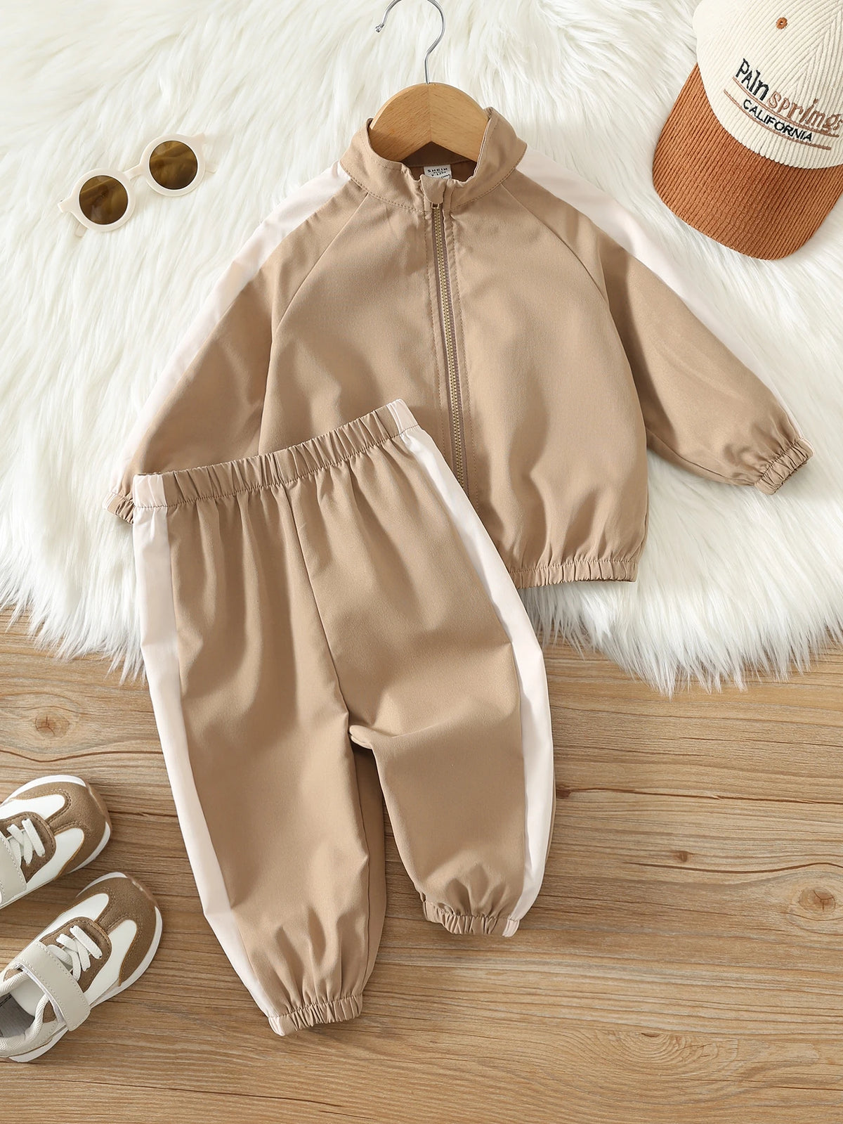 Bambinoo x Playful Pals Baby Colorblock Stand Collar Sweatshirt Set