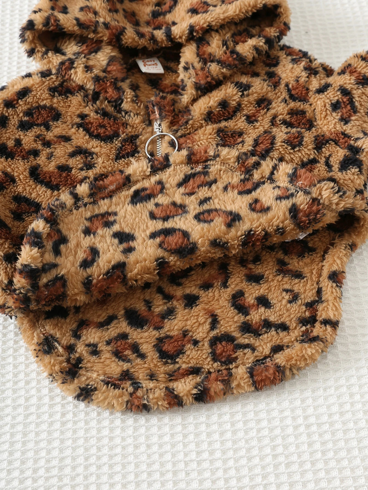 Baby Girl Print Plush Hooded Sweatshirt Leggings 2 Piece Set