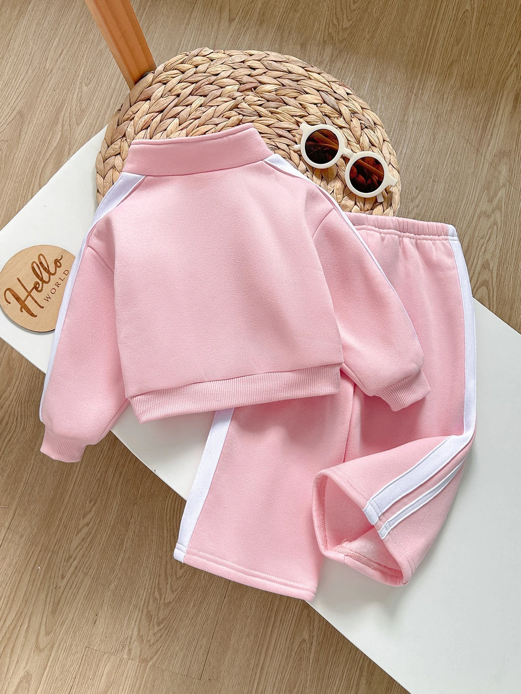 Cozy Pixies Baby Girl Fleece Letter Hoodie Set Pink