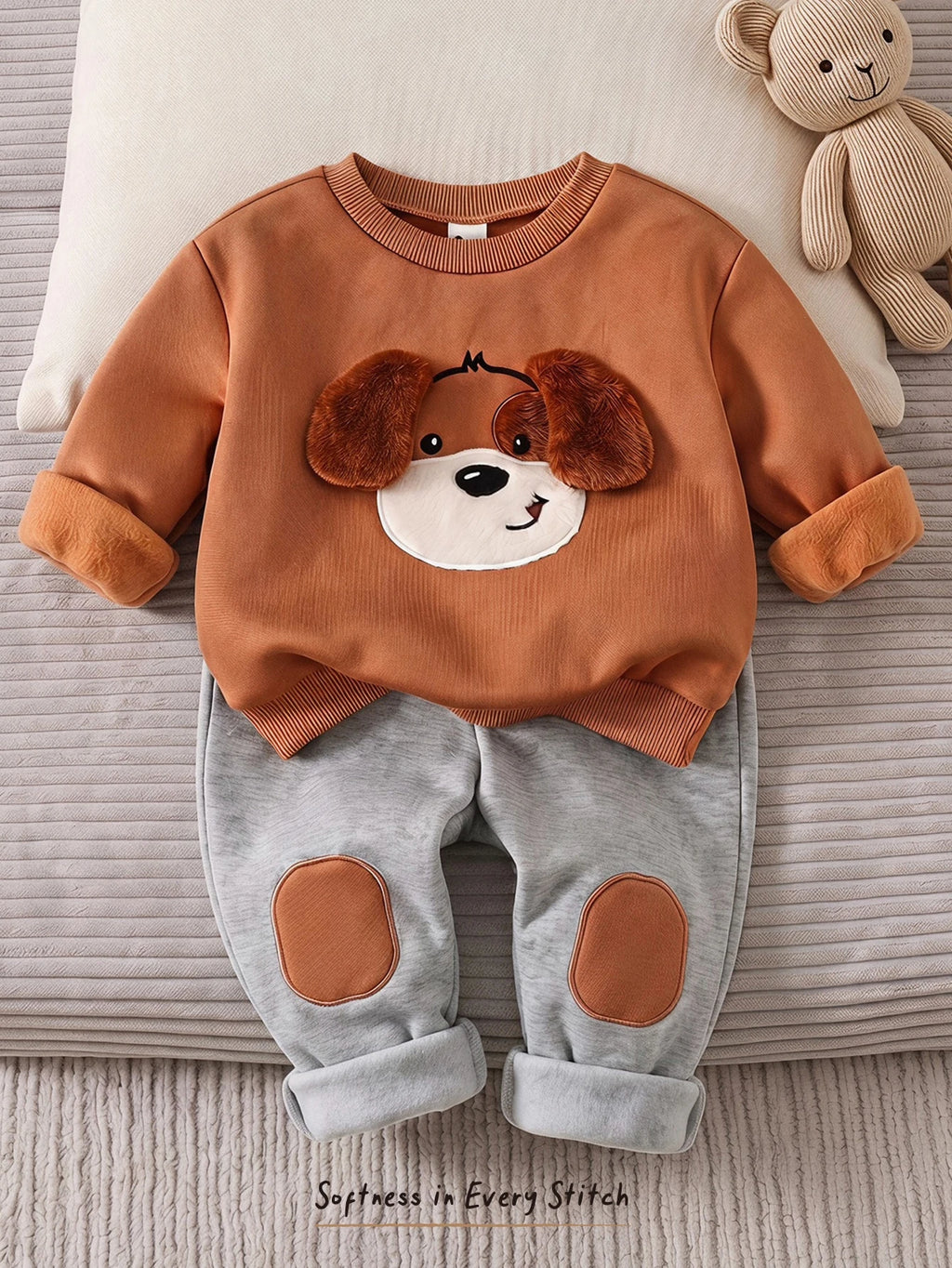 Bambinoo x Cozy Pixies Boys' Fleece Lined Hooded Sweatshirt & Pants Set Multicolor