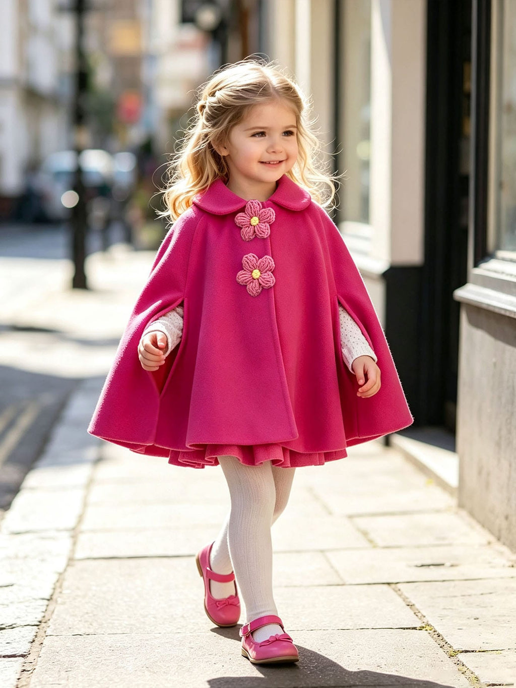 Girl Patchwork 3D Crochet Flower Cape Shawl Overcoat