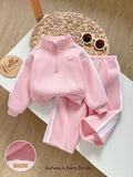 Cozy Pixies Baby Girl Fleece Letter Hoodie Set Pink