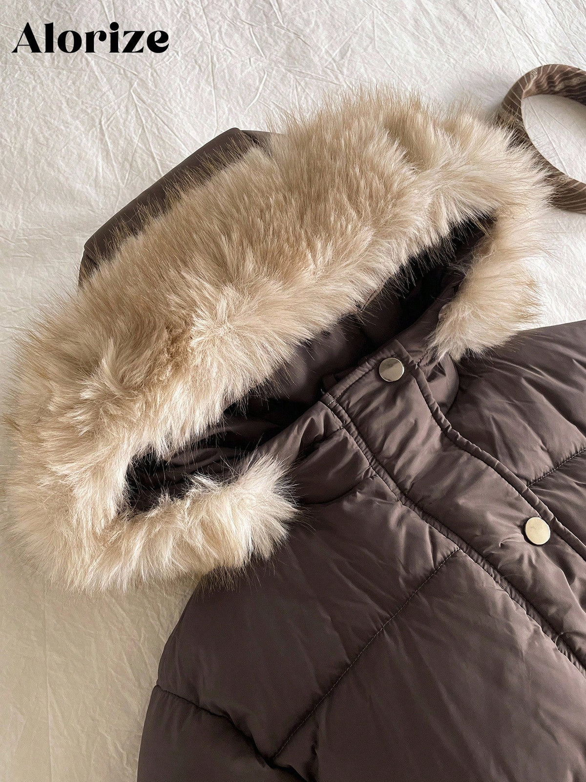 Young Girl Mid Length Waist Cinched Padded Coat