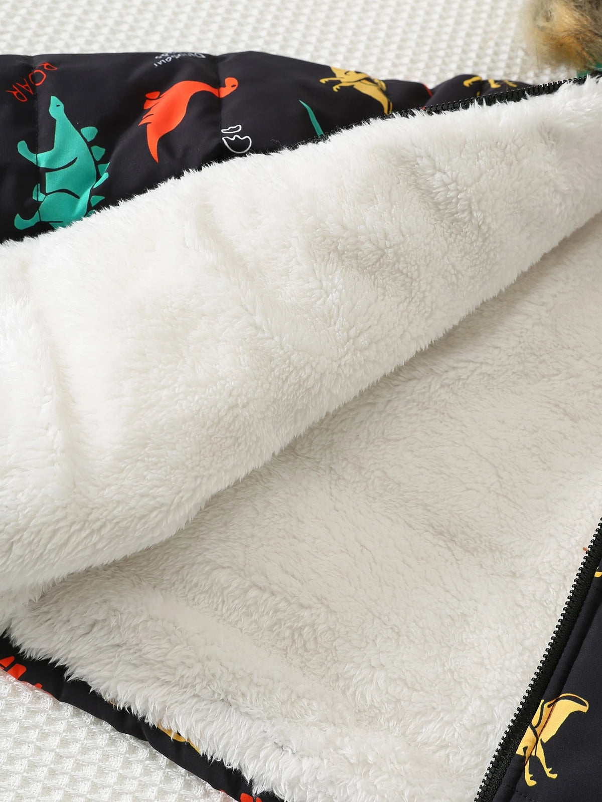 Bambinoo x Cozy Pixies Boys' Dinosaur Print Hooded Thermal Puffer Coat