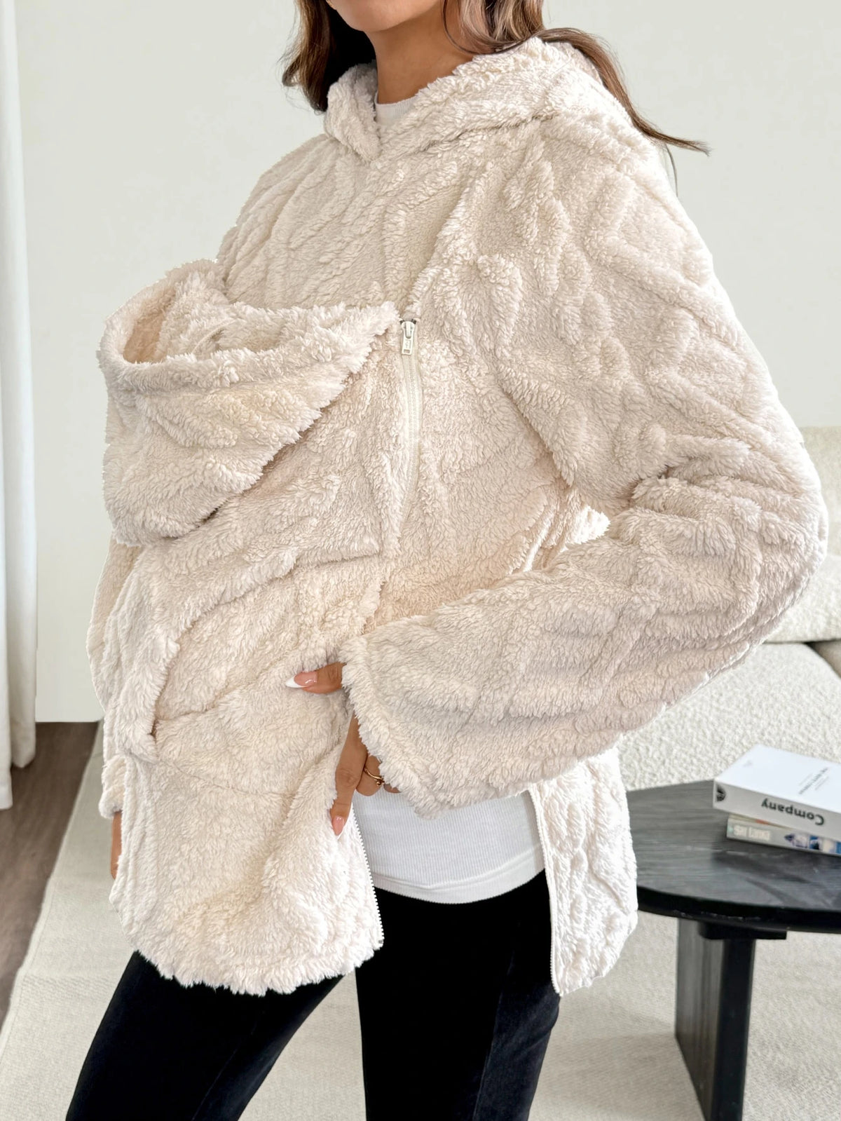 Maternity Apricot 3-In-1 Fleece-Lined Pregnancy Jacket