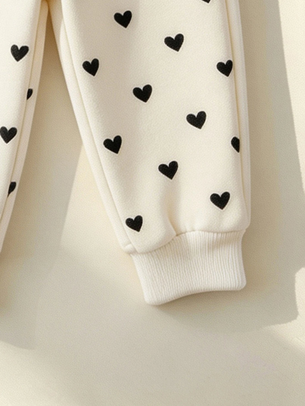 Baby Girl Thermal Heart Pattern Sweatpants 2pc Set - Multicolor