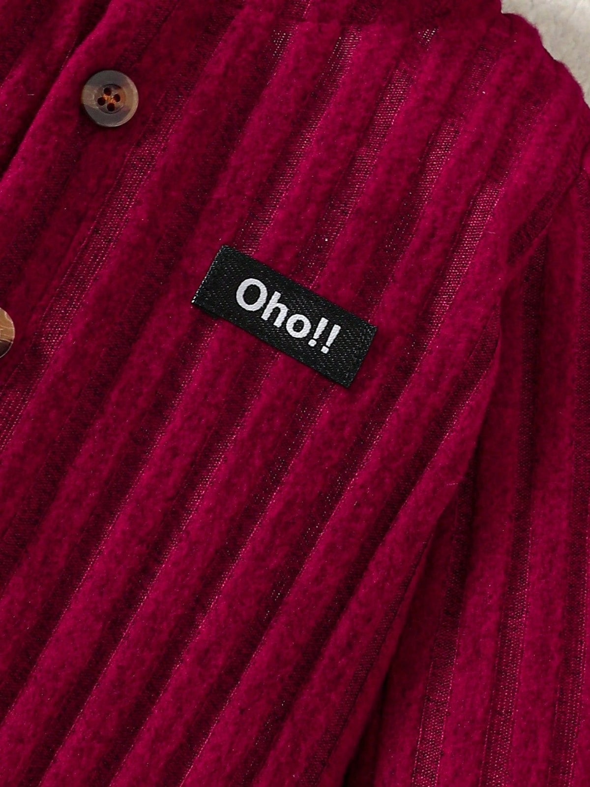 Baby Boy Burgundy Patch Letter Casual Jumpsuit Burgundy