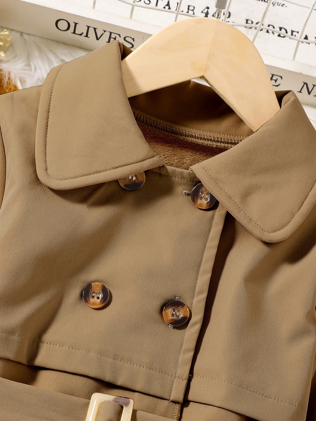 Young Girl Double Breasted Belted Midi Trench Coat