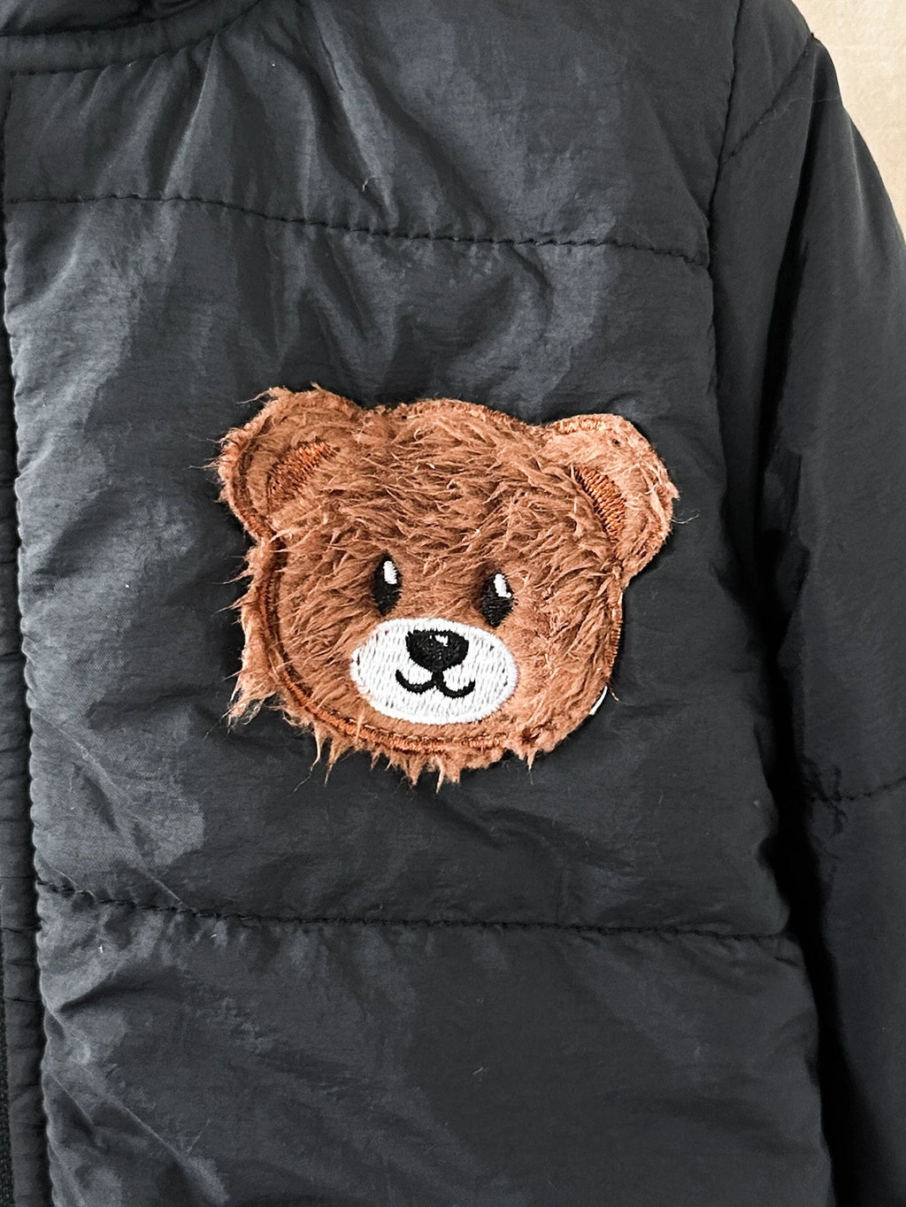 Vintaside Baby Boy Plush Bear Fleece-Lined Jacket Black