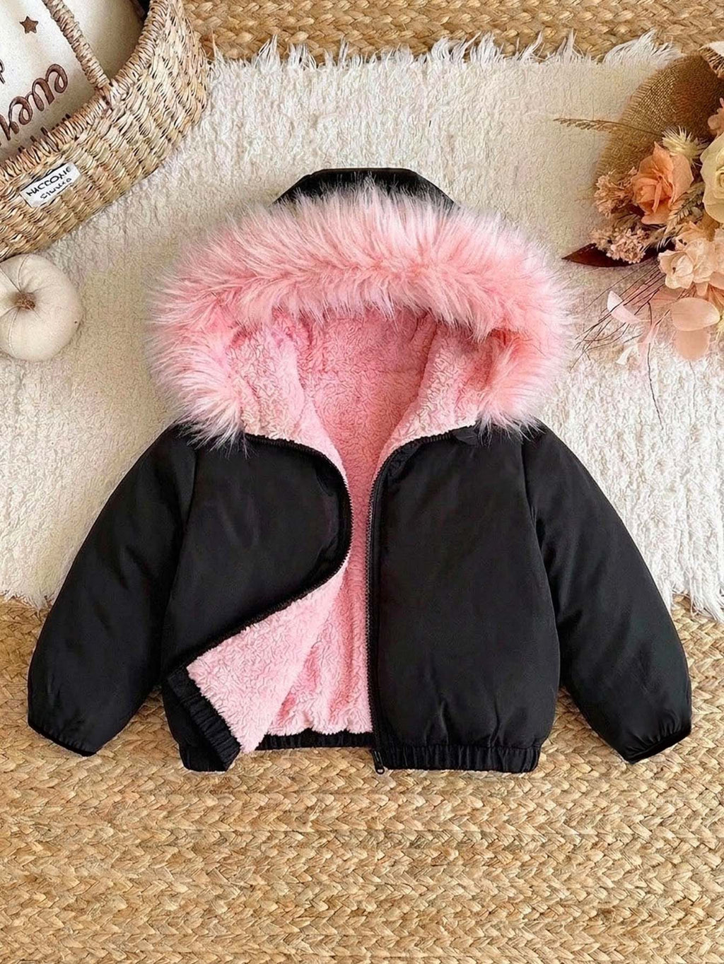 Baby Girl Colorblock Hooded Thick Padded Winter Coat Multicolor