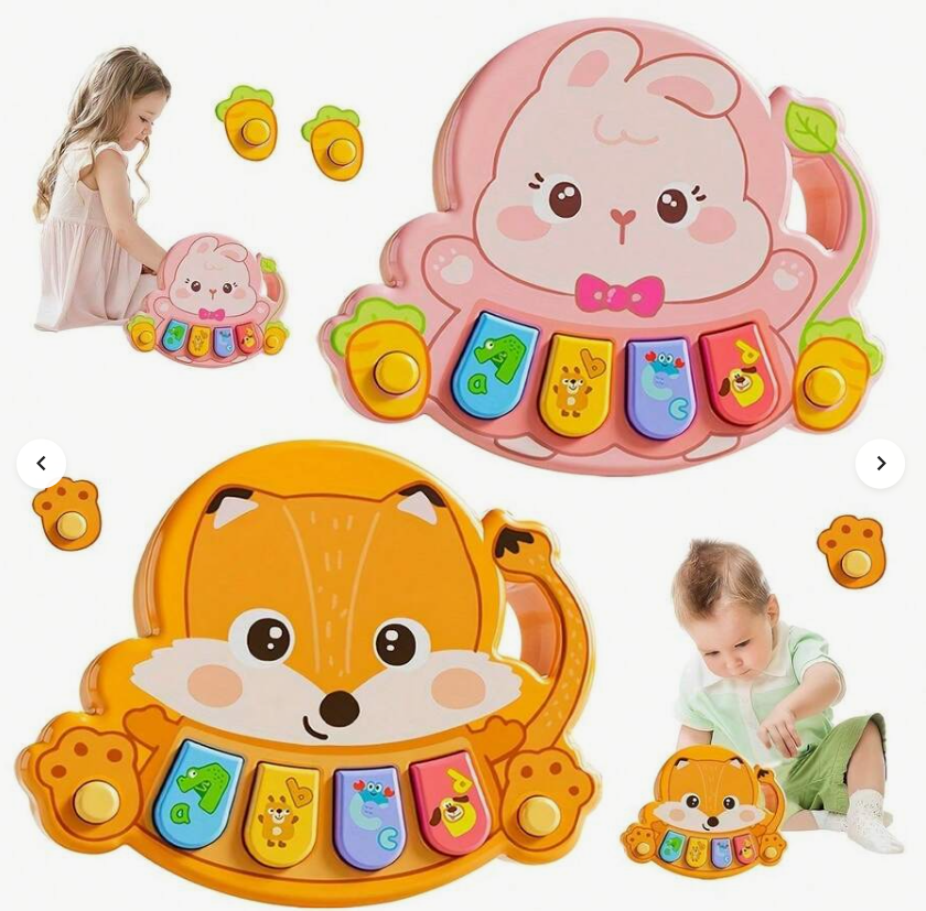 Cute Animal Baby Piano Toy with Lights & Sound (1-5 Years) Multicolor