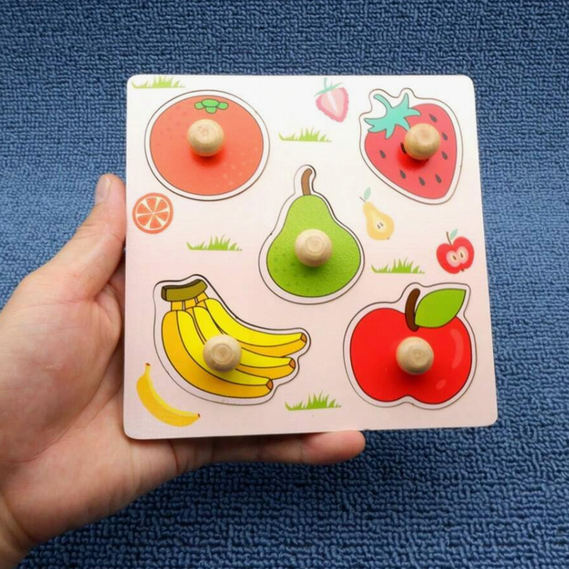 MuTongXB Toddler Wooden Fruit Hand-Grasp Cognitive Matching Board (12M+)