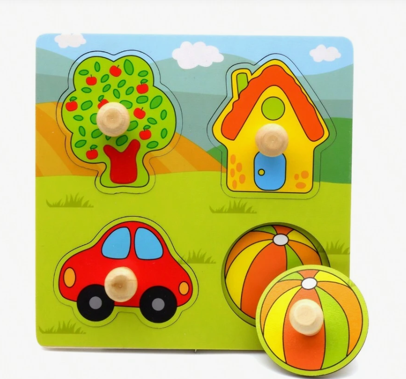 MuTongXB Toddler Wooden Fruit Hand-Grasp Cognitive Matching Board (12M+)
