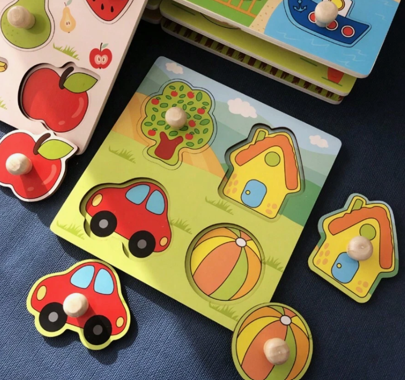 MuTongXB Toddler Wooden Fruit Hand-Grasp Cognitive Matching Board (12M+)