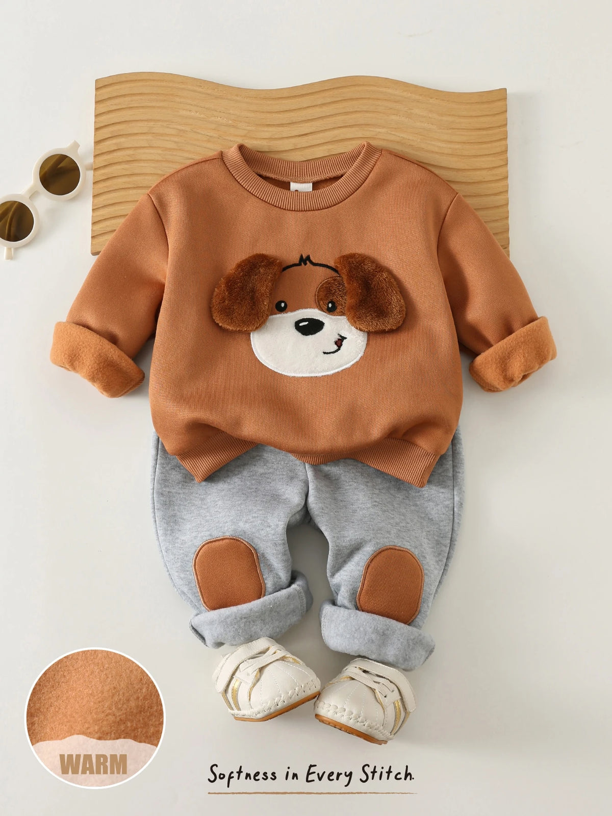Bambinoo x Cozy Pixies Boys' Fleece Lined Hooded Sweatshirt & Pants Set Multicolor