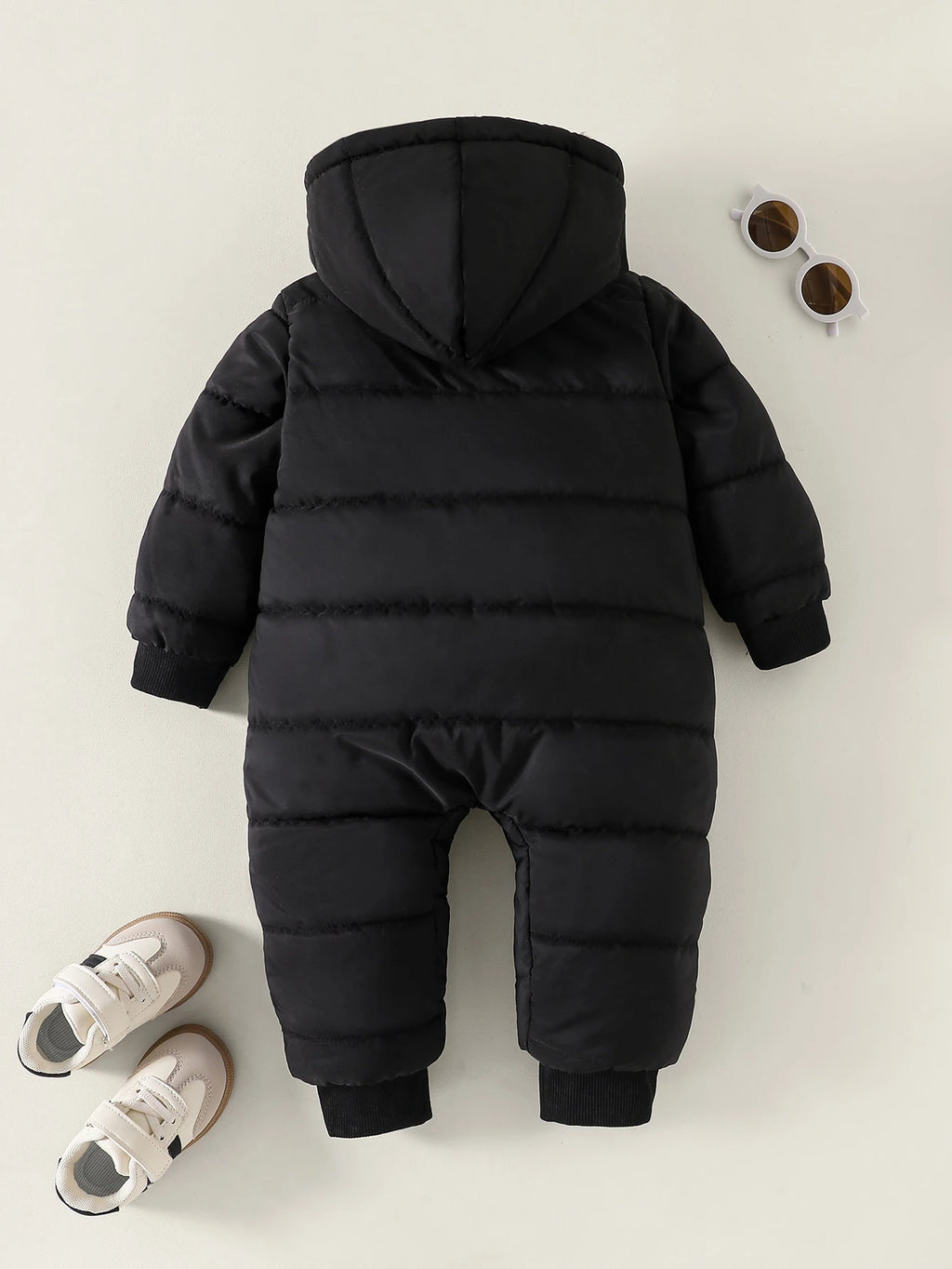 Playful Pals Baby Boy Black Quilted Jumpsuit