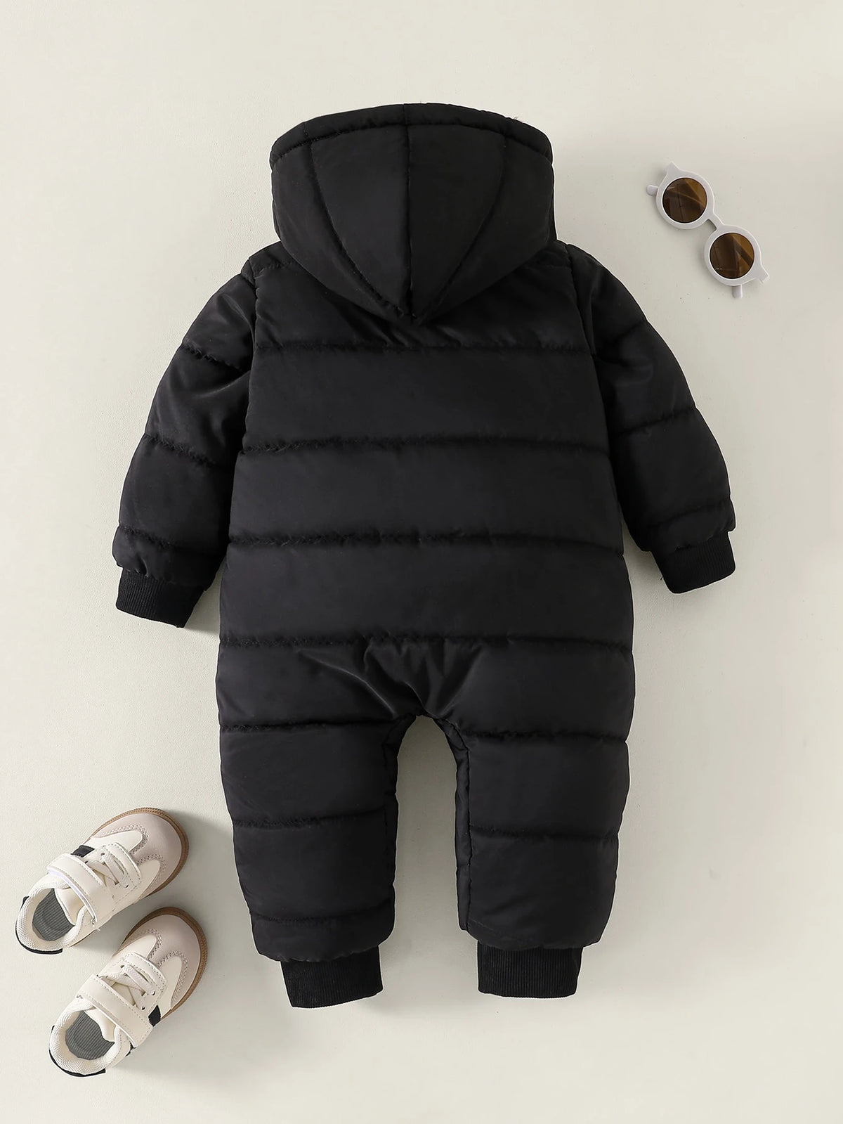 Playful Pals Baby Boy Black Quilted Jumpsuit