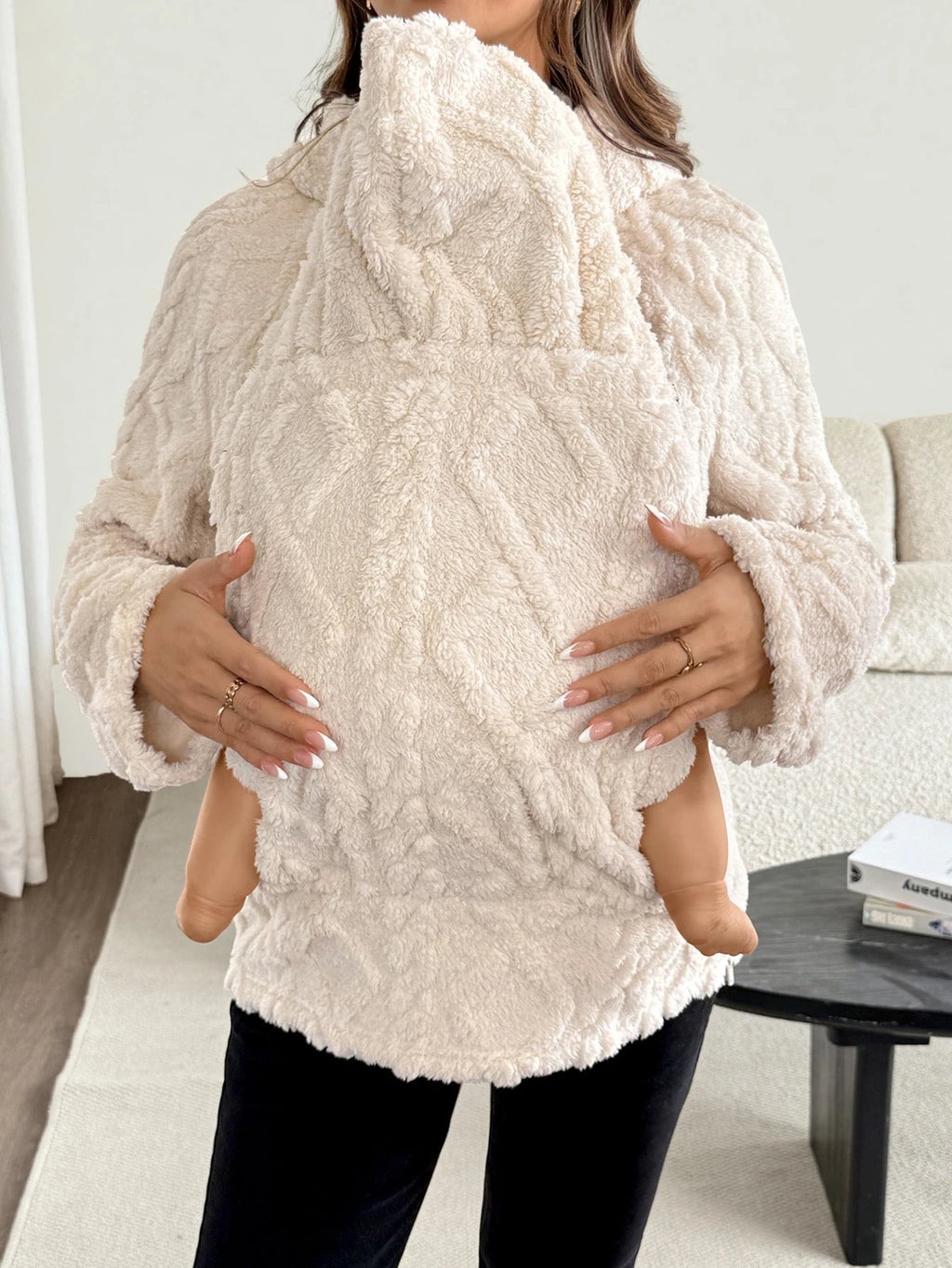 Maternity Apricot 3-In-1 Fleece-Lined Pregnancy Jacket
