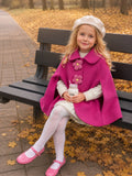 Girl Patchwork 3D Crochet Flower Cape Shawl Overcoat