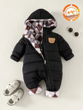 Playful Pals Baby Boy Black Quilted Jumpsuit