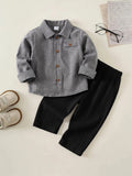 Bambinoo x Playful Pals Baby Casual Preppy Shirt & Pants 2-Piece Set