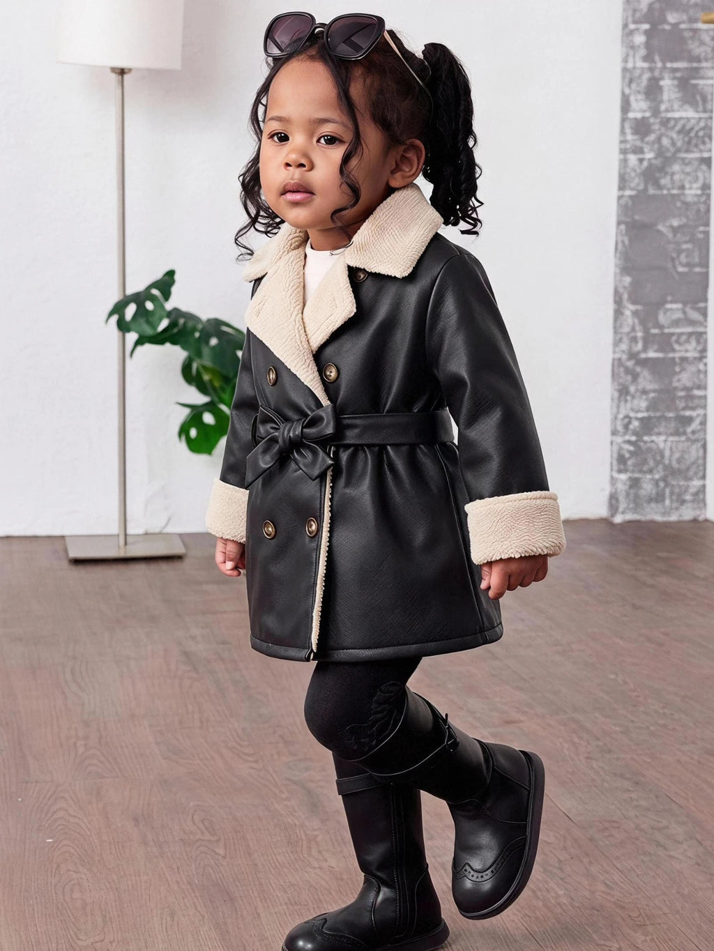 Baby Girl Colorblock Thermal Lined Faux Fur Jacket