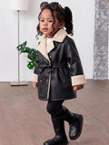 Baby Girl Colorblock Thermal Lined Faux Fur Jacket