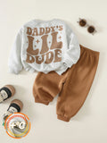 Baby Boy Brown Thermal Slogan Sweatshirt Set