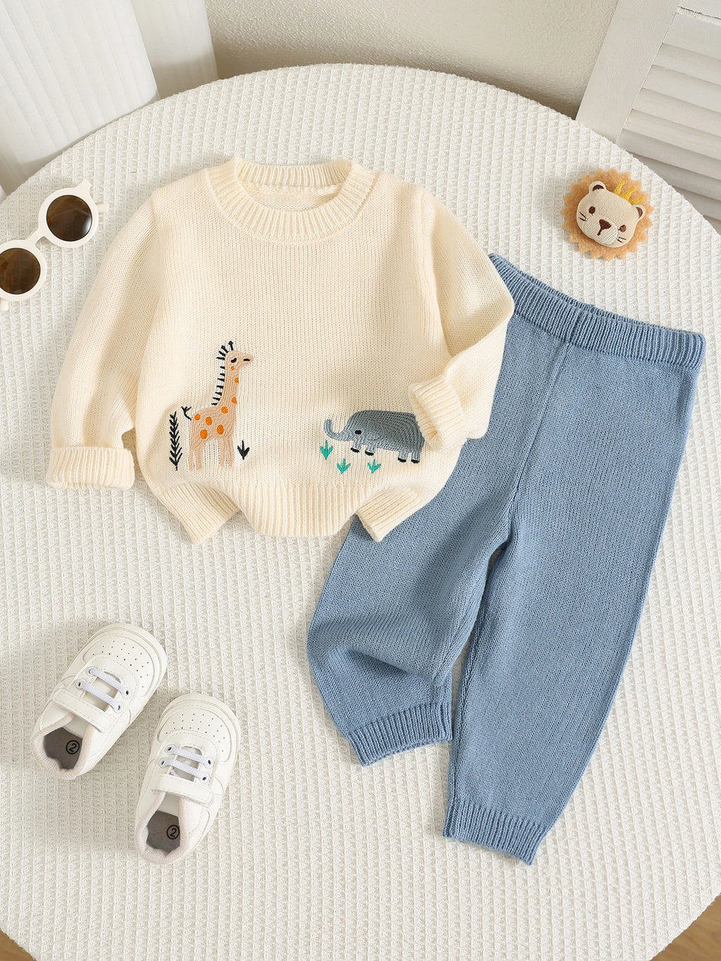 Graphic Sweater Elastic Waist Pants 2pc Set