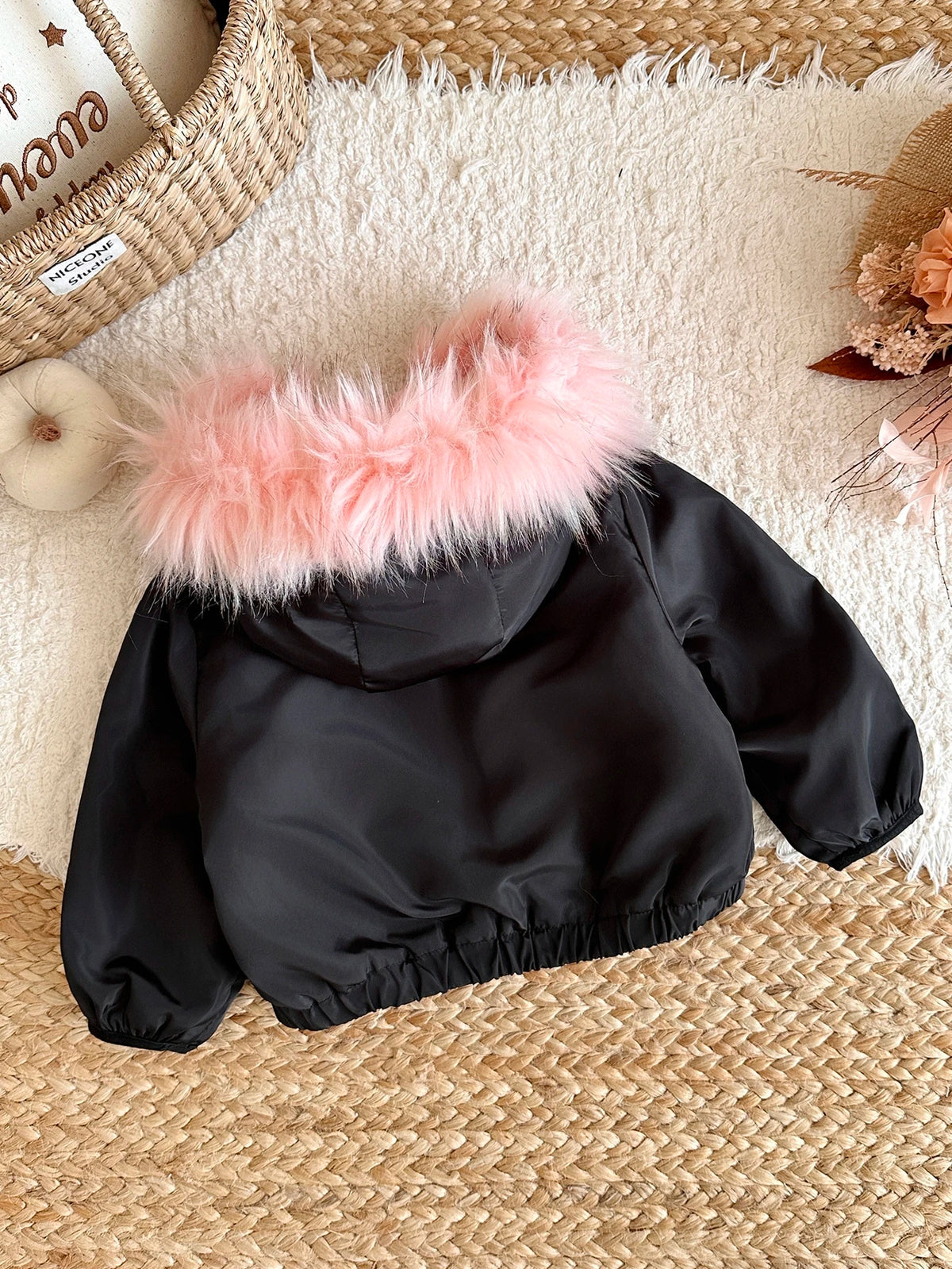 Baby Girl Colorblock Hooded Thick Padded Winter Coat Multicolor
