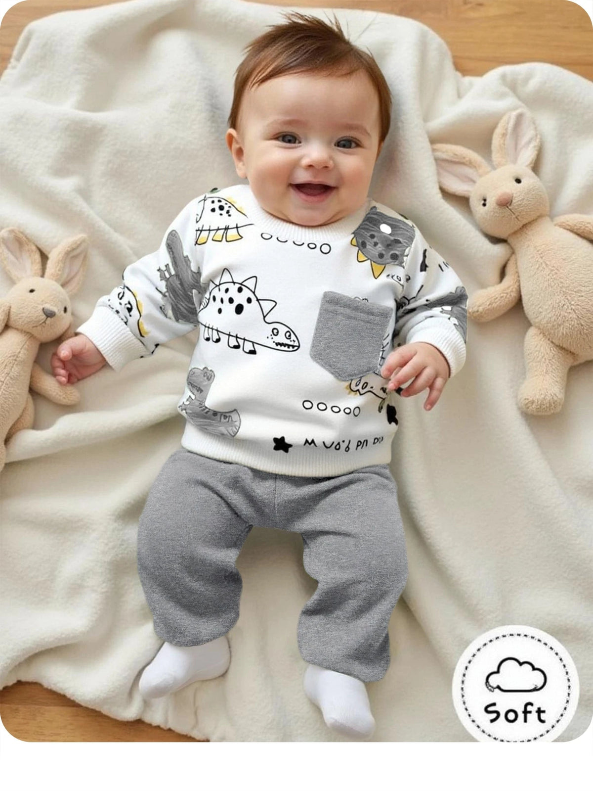 Baby Cute Cartoon Long-Sleeve Sweatshirt And Pants Set