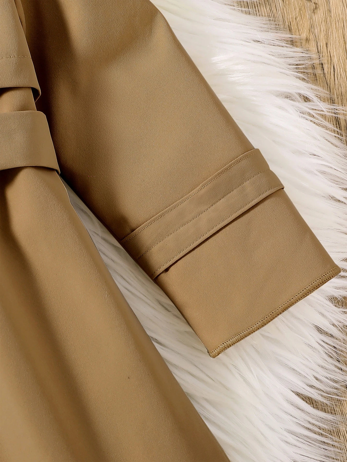 Young Girl Double Breasted Belted Midi Trench Coat