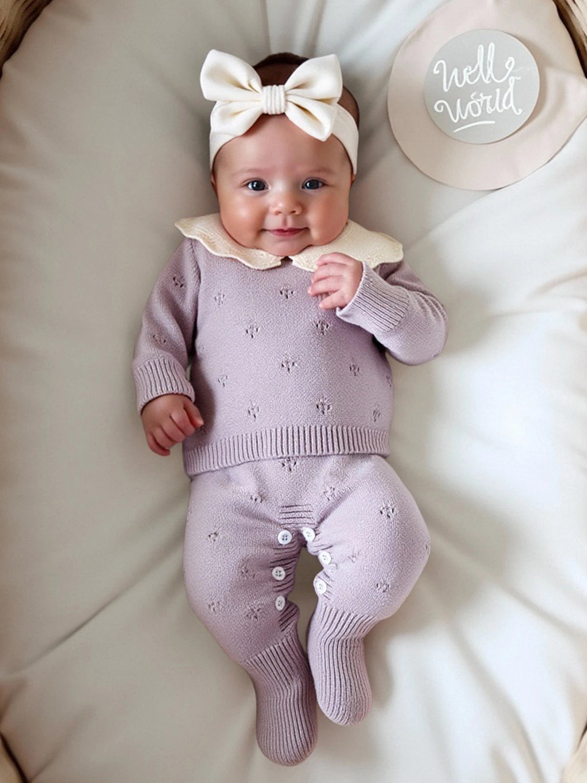 Newborn Baby Soft Perforated Sweater Cartoon Onesie Jumpsuit