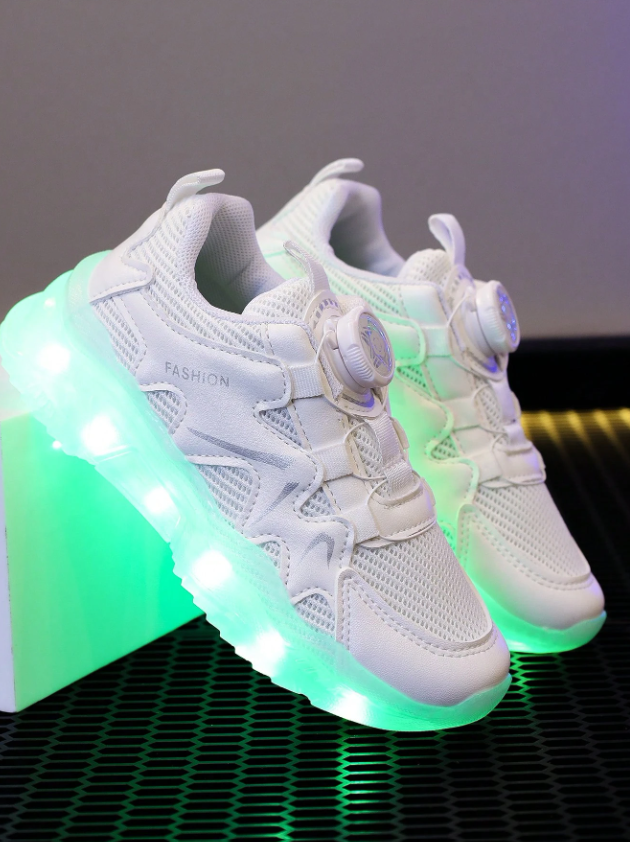 Bambinoo x GUANGLAN Playful Pals Kids' LED Mesh Rotating-Buckle Sneakers